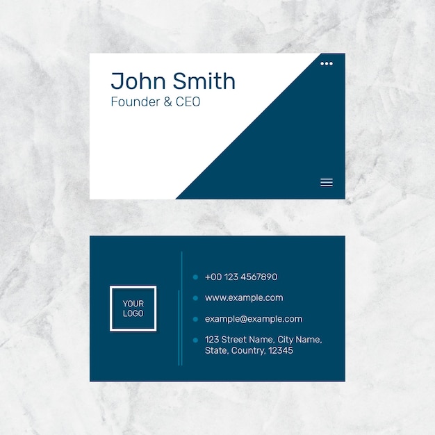 Free PSD modern business card template psd in navy blue