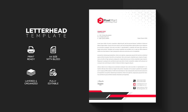 Free PSD modern business and corporate letterhead template design