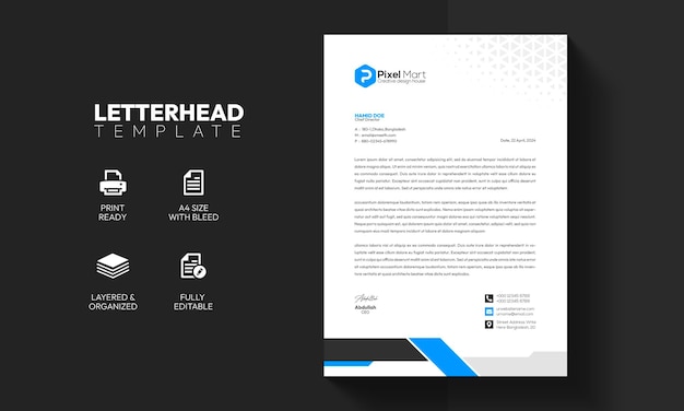 Free PSD modern business and corporate letterhead template design