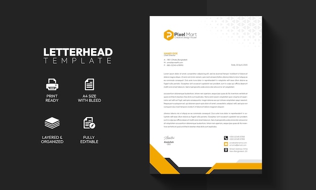 Free PSD modern business and corporate letterhead template design