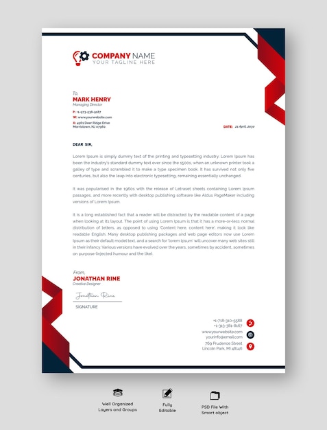 Modern business and corporate letterhead template