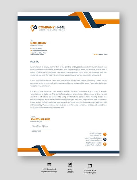 Modern business and corporate letterhead template