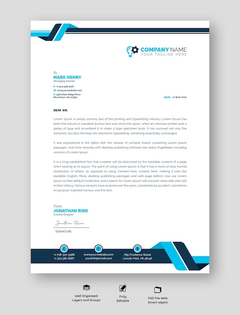 Modern business and corporate letterhead template