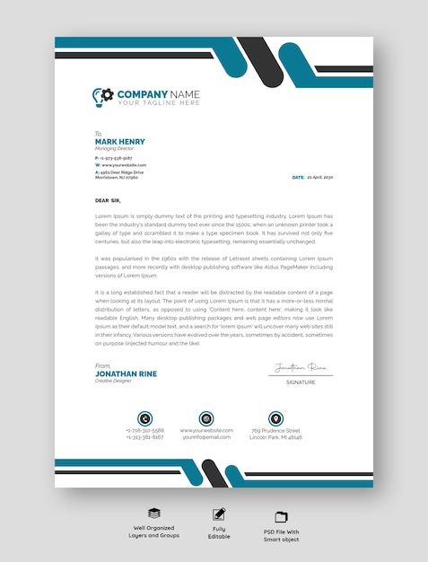 Modern business and corporate letterhead template