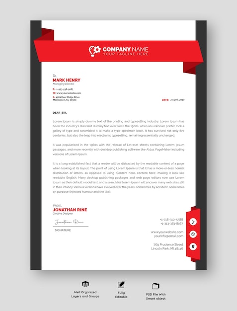 Free PSD modern business and corporate letterhead template