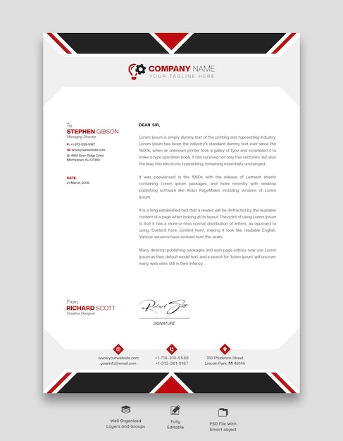 Free PSD modern business and corporate letterhead template