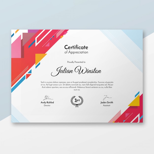 Modern certificate template