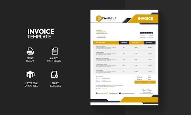 Free PSD modern corporate business invoice template design