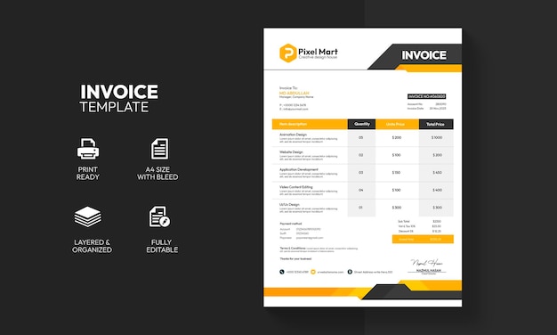 Free PSD modern corporate business invoice template design