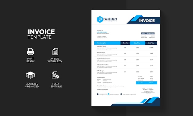 Modern corporate business invoice template design