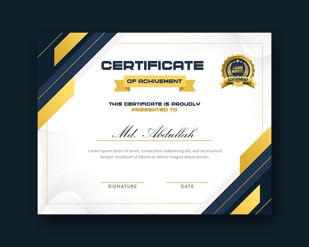 Free PSD modern creative and elegant certificate design template