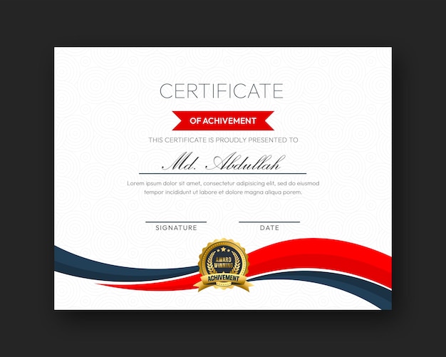 Free PSD modern creative and elegant certificate design template