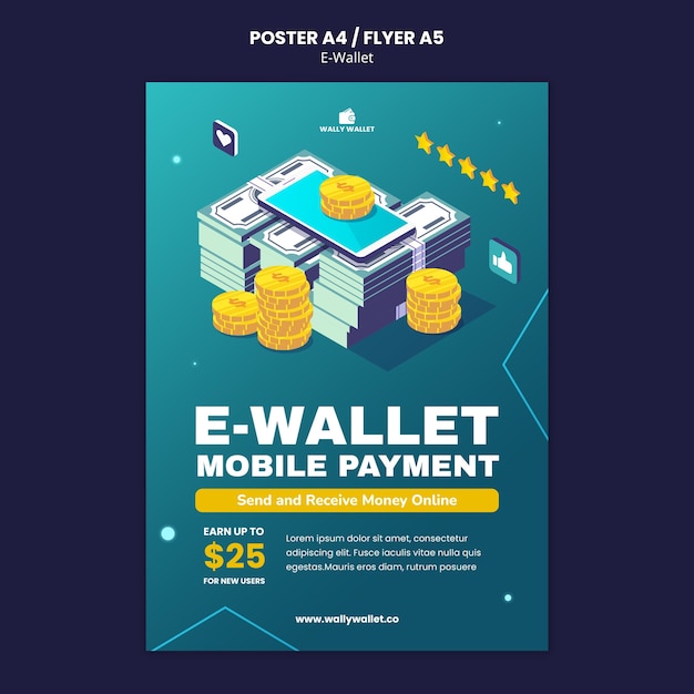 Free PSD modern e-wallet print template