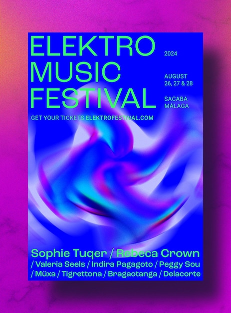 Modern Festival Poster Template with abstract shapes and grainy gradients colors