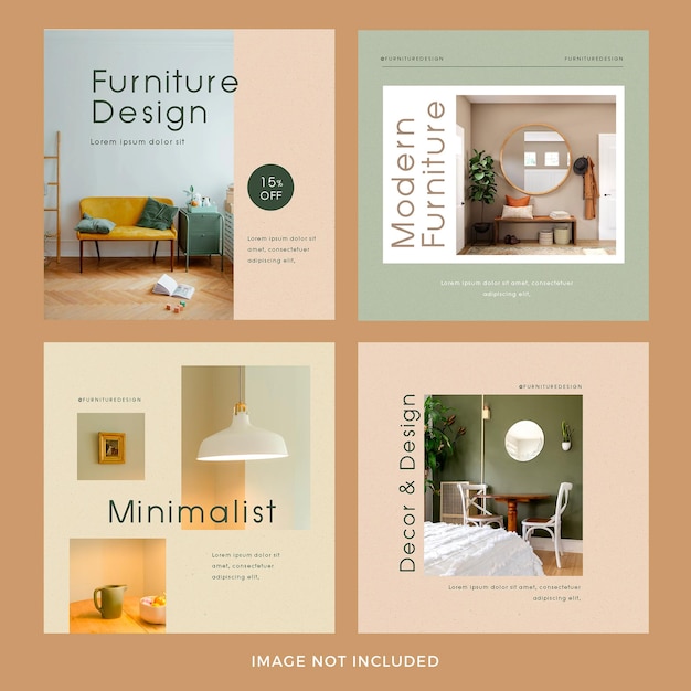 Modern furniture instagram post set Premium Psd