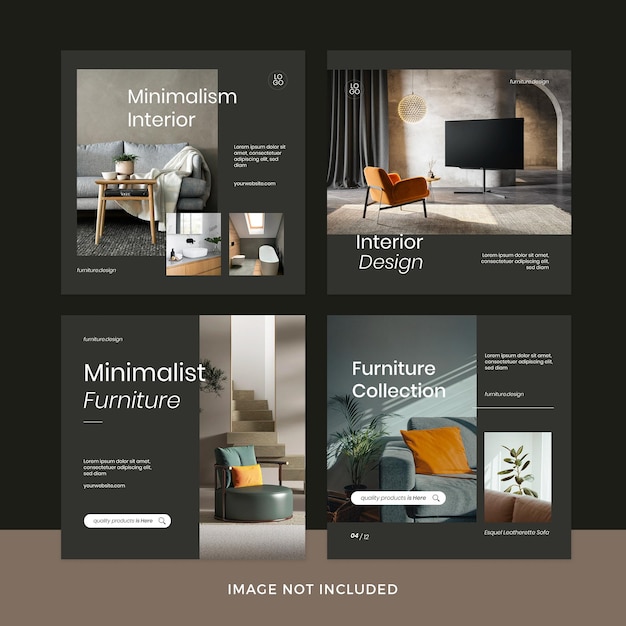 Modern furniture instagram post set Premium Psd