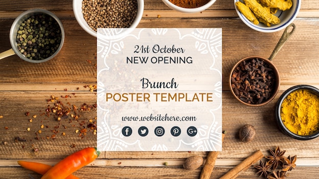 Free PSD modern indian food poster template