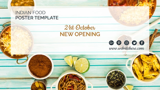 Free PSD modern indian food poster template