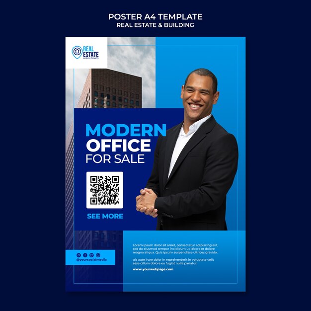 Modern office for sale poster template