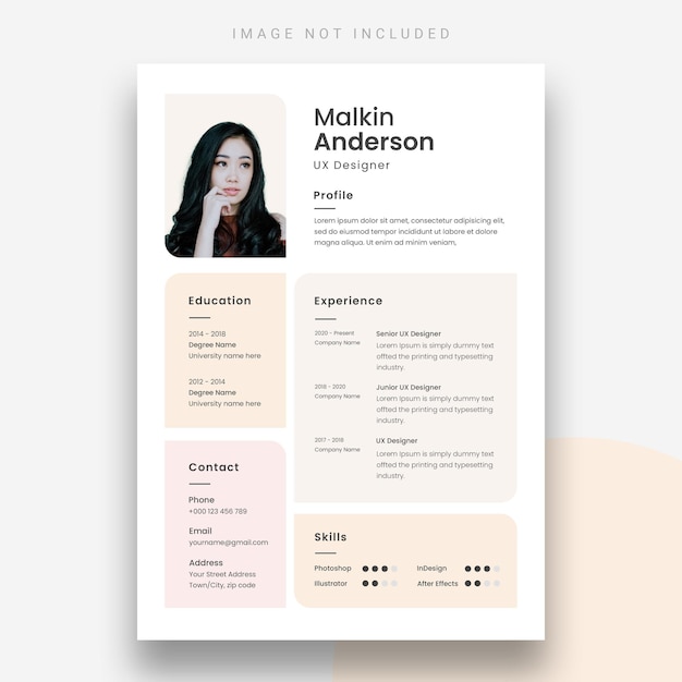 Free PSD modern resume or cv design template