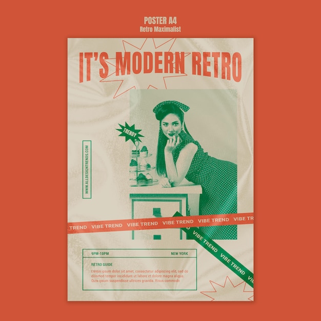 Free PSD modern retro maximalist poster template