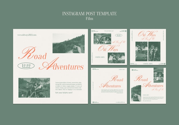 Free PSD modern vintage style film instagram posts