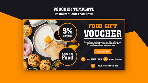 Modern voucher for breakfast restaurant