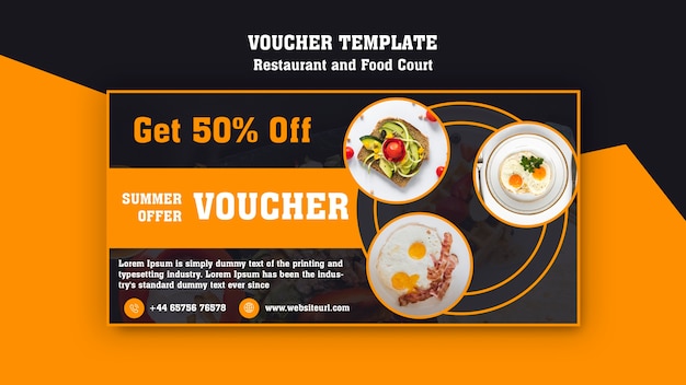 Modern voucher template for breakfast restaurant