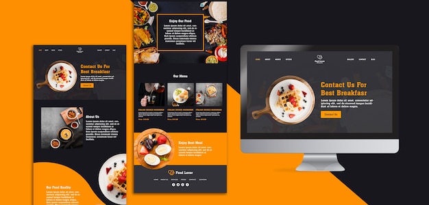 Modern web page template for breakfast restaurant