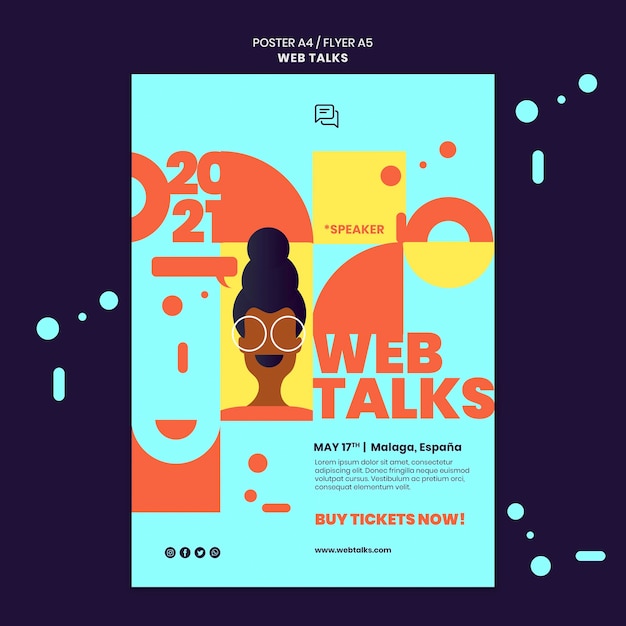 Free PSD modern web talks poster template