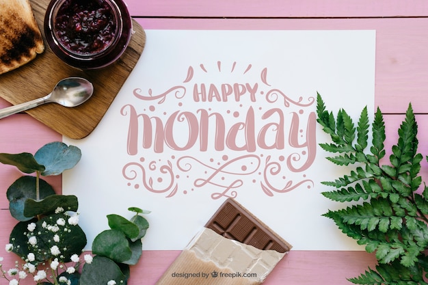 Free PSD monday decoration mockup