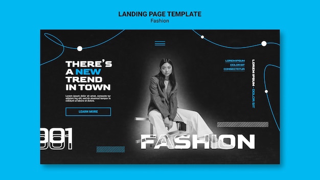 Free PSD monochromatic landing page template for fashion trends with woman