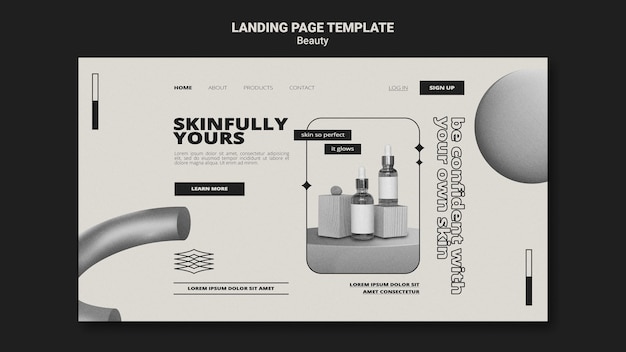 Monochromatic skin care landing page