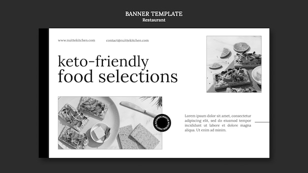 Free PSD monochrome restaurant horizontal banner template