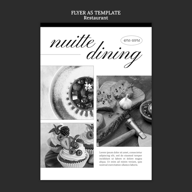 Monochrome restaurant vertical flyer template