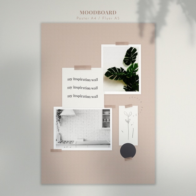 Moodboard with home decorations