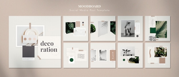 Moodboard with home decorations