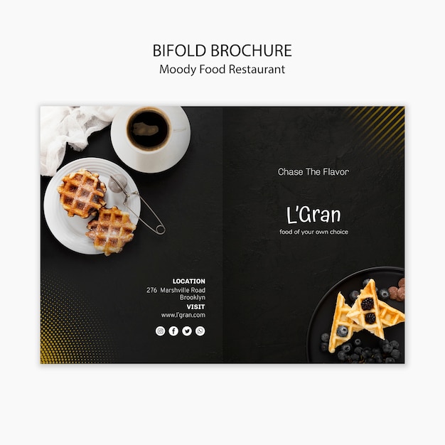 Free PSD moody food bifold brochure