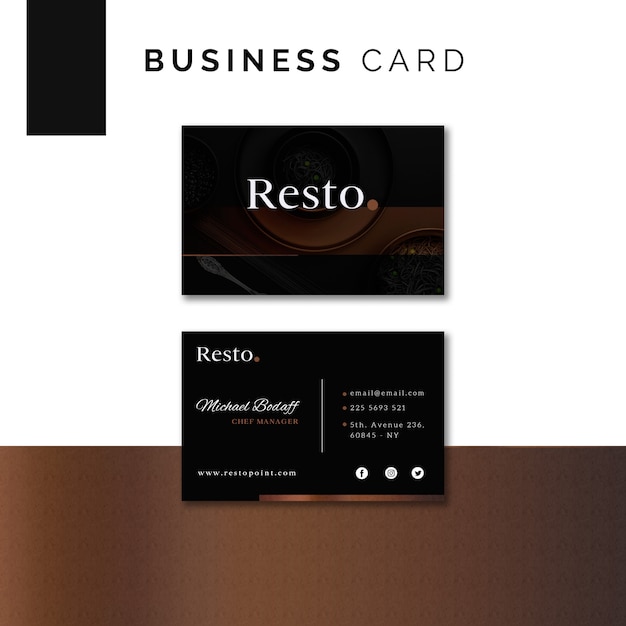 Free PSD moody food business card template