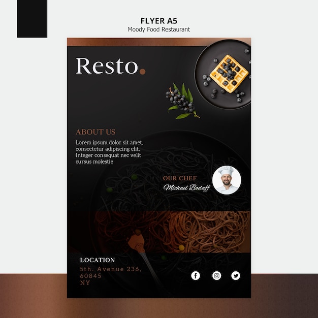 Free PSD moody food flyer template