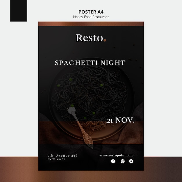 Free PSD moody food poster template