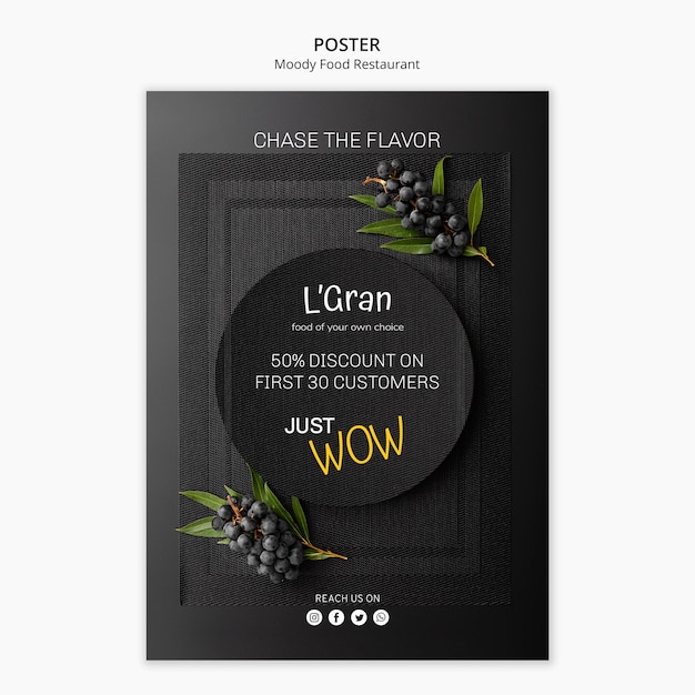 Free PSD moody food poster template