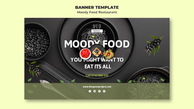 Free PSD moody food restaurant banner template