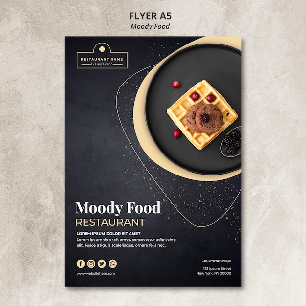 Free PSD moody food restaurant flyer concept