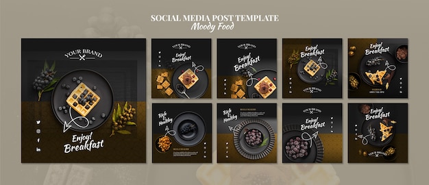 Free PSD moody food restaurant social media post