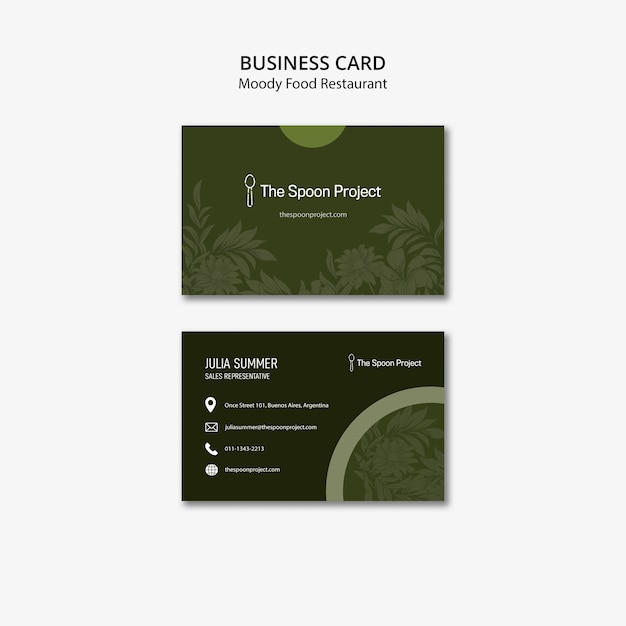 Moody food restaurant template concept for business card