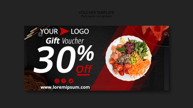 Free PSD moody food restaurant voucher template