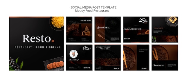 Free PSD moody food social media post template