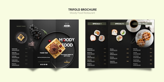 Moody food trifold brochure