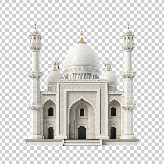 Mosque with Islamic architecture isolated on a transparent background